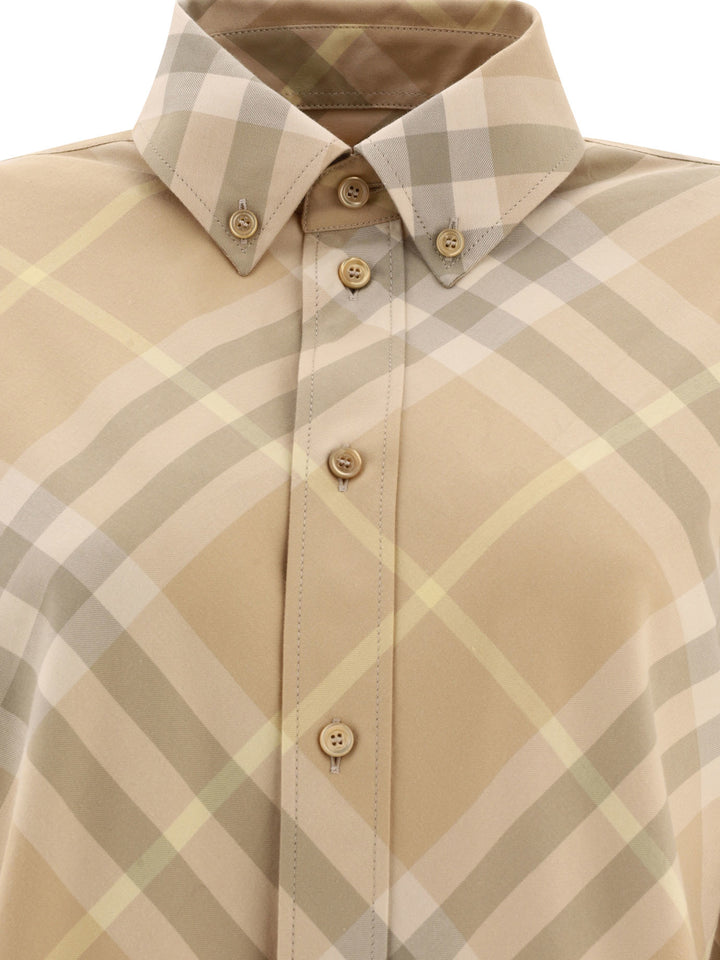 Check Cotton Shirt Shirts Beige