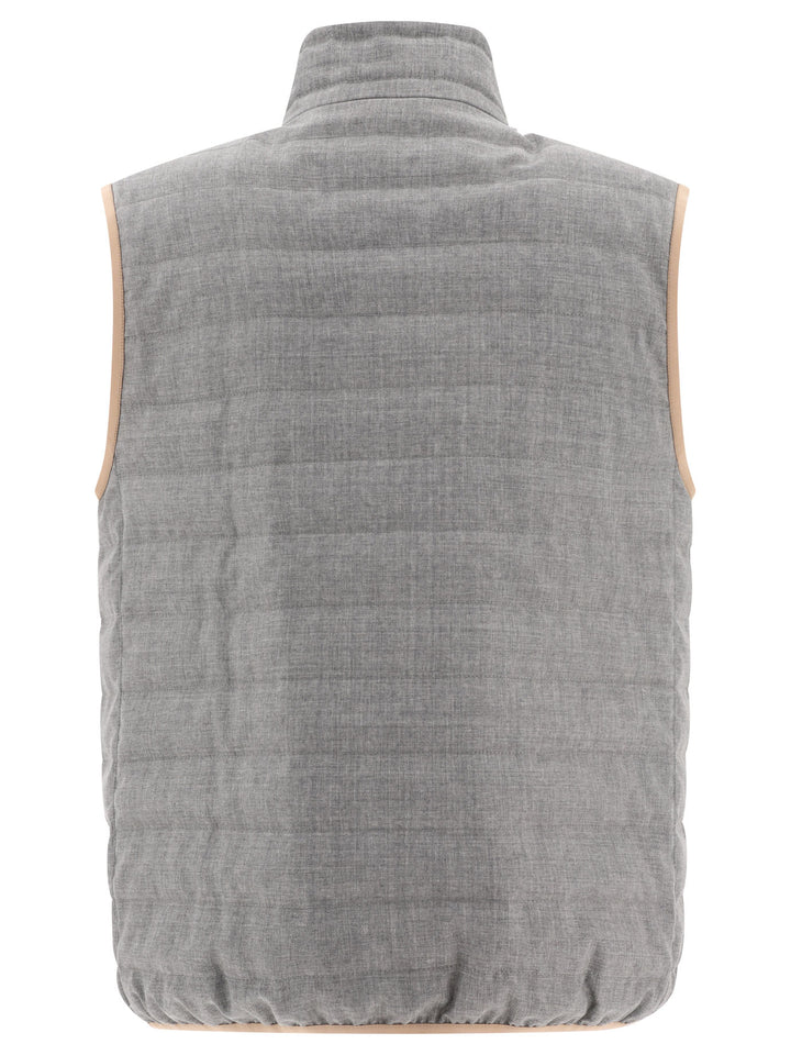 Virgin Wool Fresco Lightweight Down Vest Jackets Grey