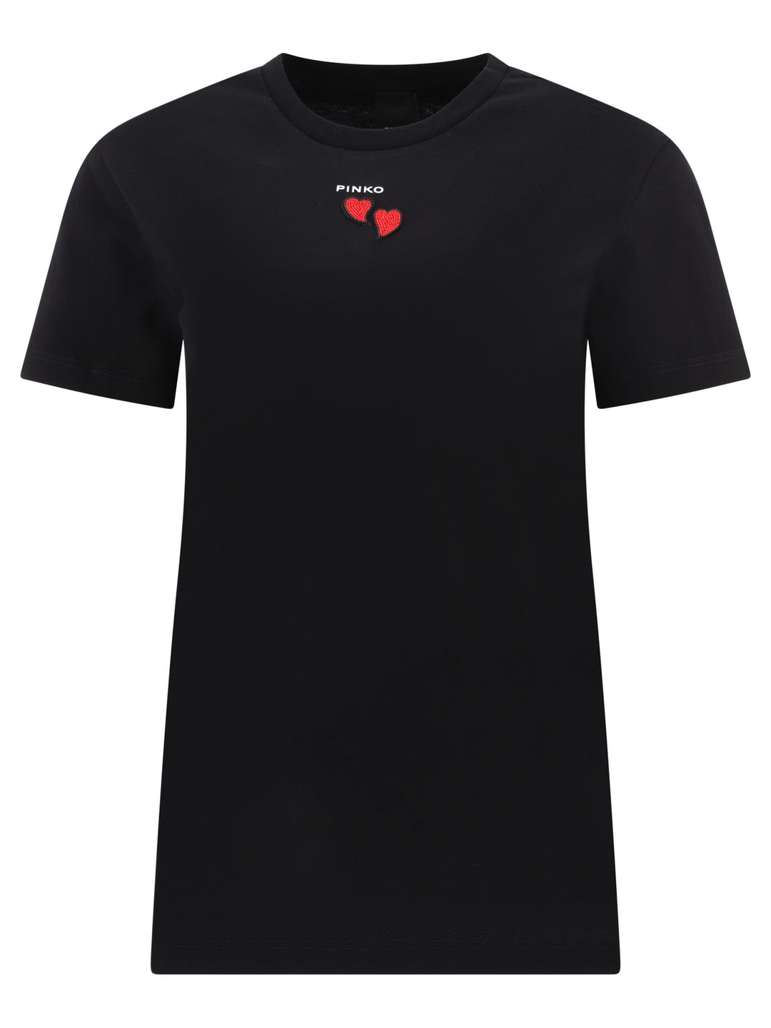 T-Shirt With Embroidered Hearts T-Shirts Black