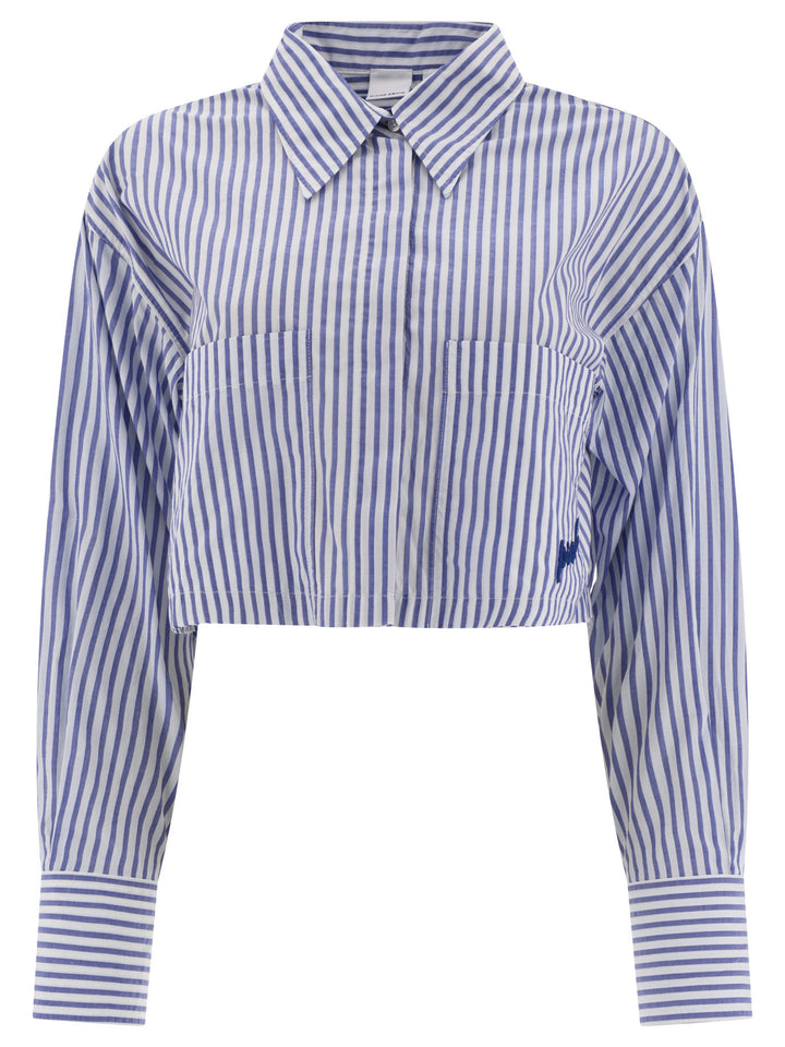 Striped Cropped Shirt Shirts White