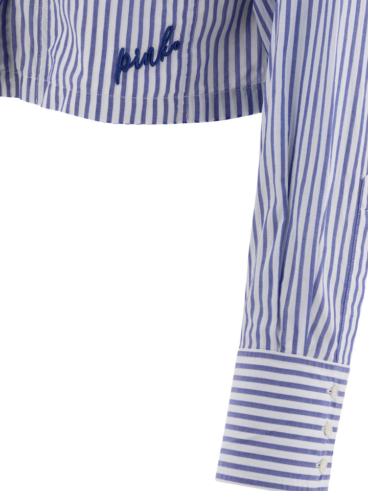 Striped Cropped Shirt Shirts White