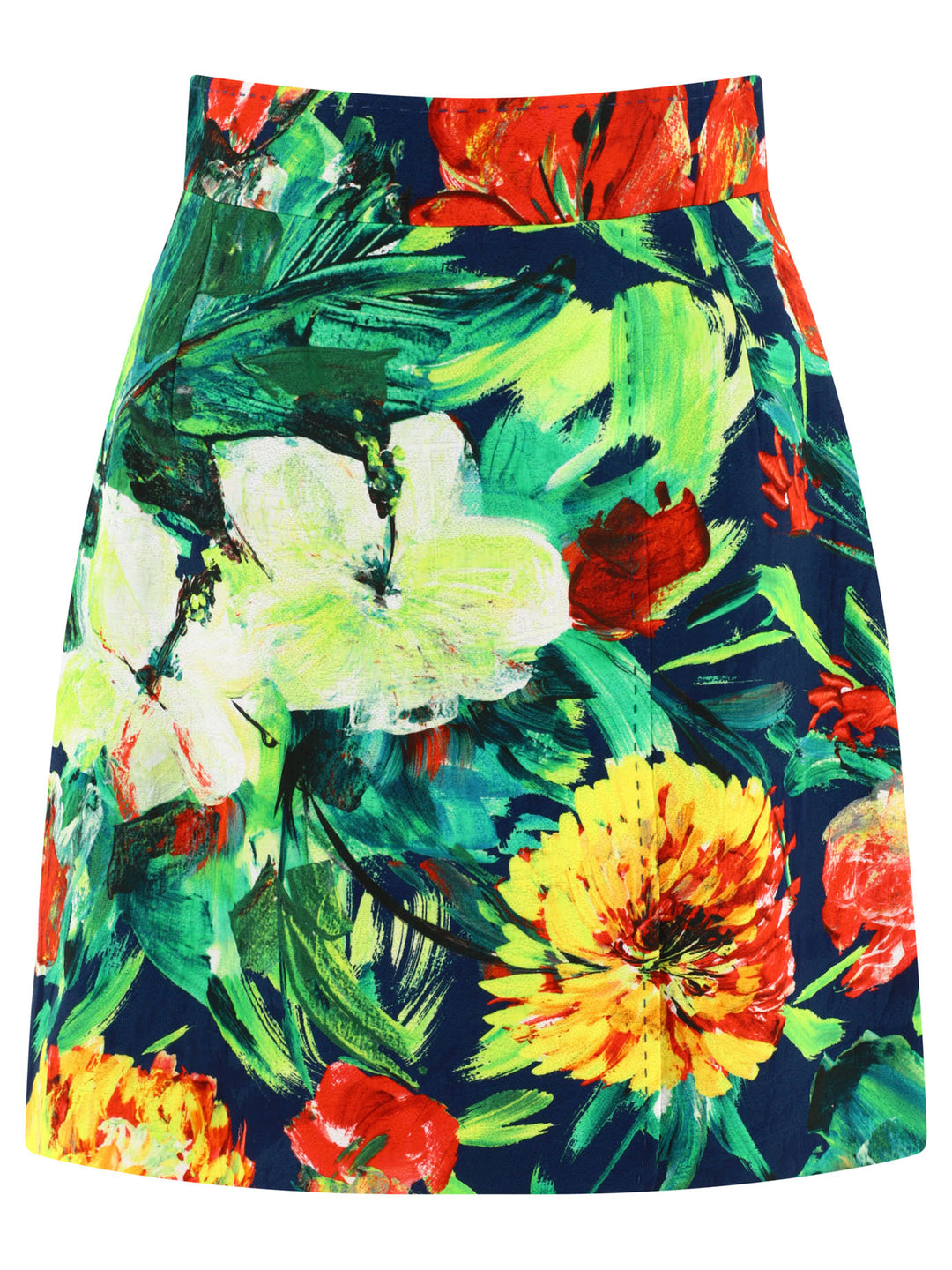 Bloom-Print Brocade Miniskirt Skirts Green