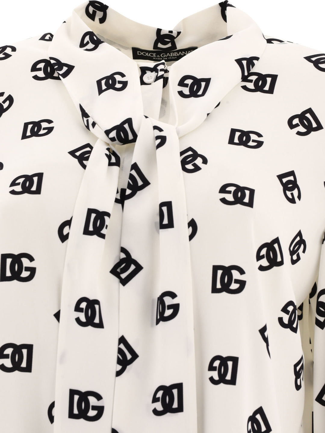 Charmeuse Shirt With All-Over Dg Logo Print Shirts White