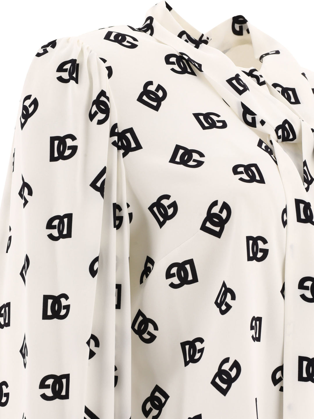 Charmeuse Shirt With All-Over Dg Logo Print Shirts White