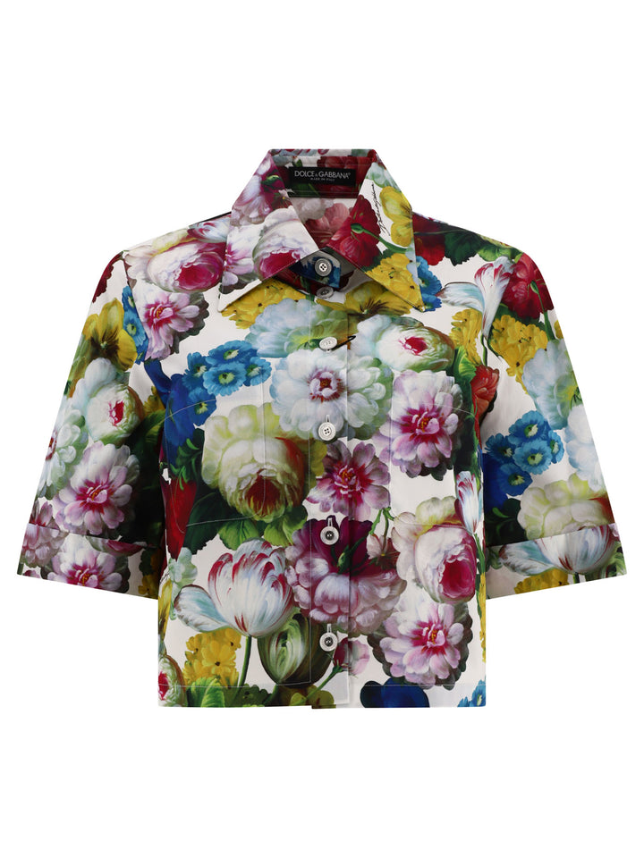 Shirt With Nocturnal Flower Print Shirts White