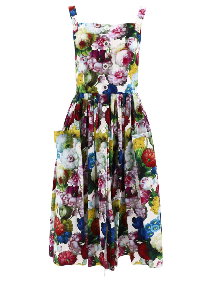 Dress With Nocturnal Flower Print Dresses White