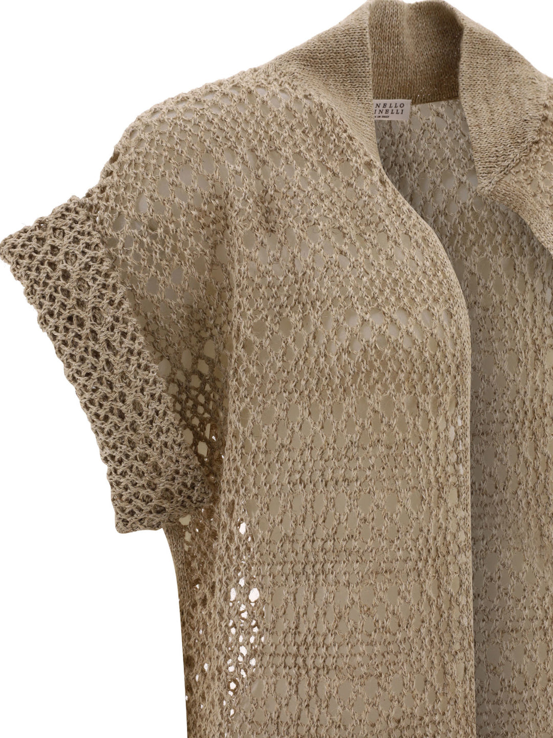 Open Weave Cardigan Knitwear Beige