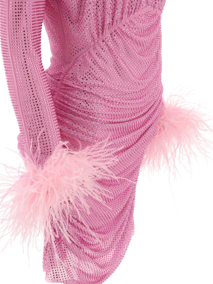 Rhinestone Feather Dress Dresses Pink