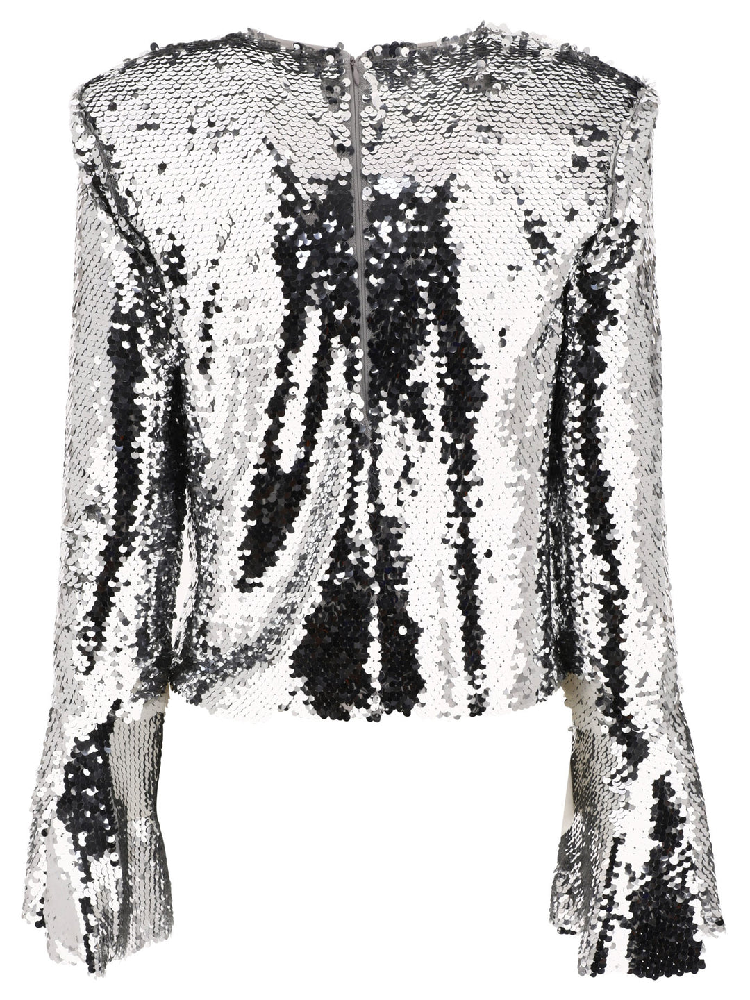 Sequinned Flared Top Tops Silver