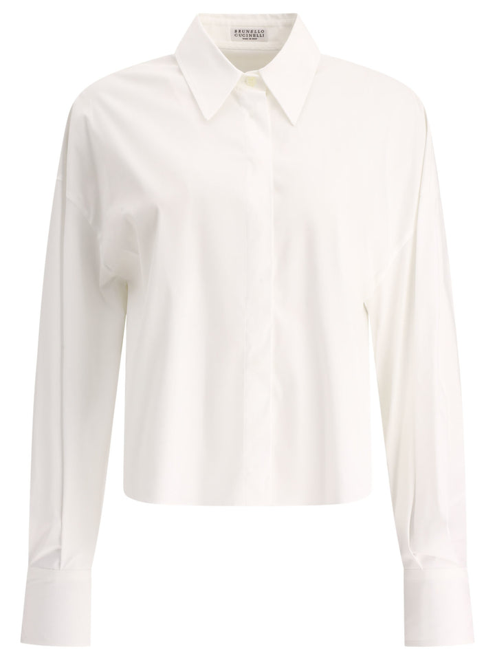 Band-Collar Shirt Shirts White