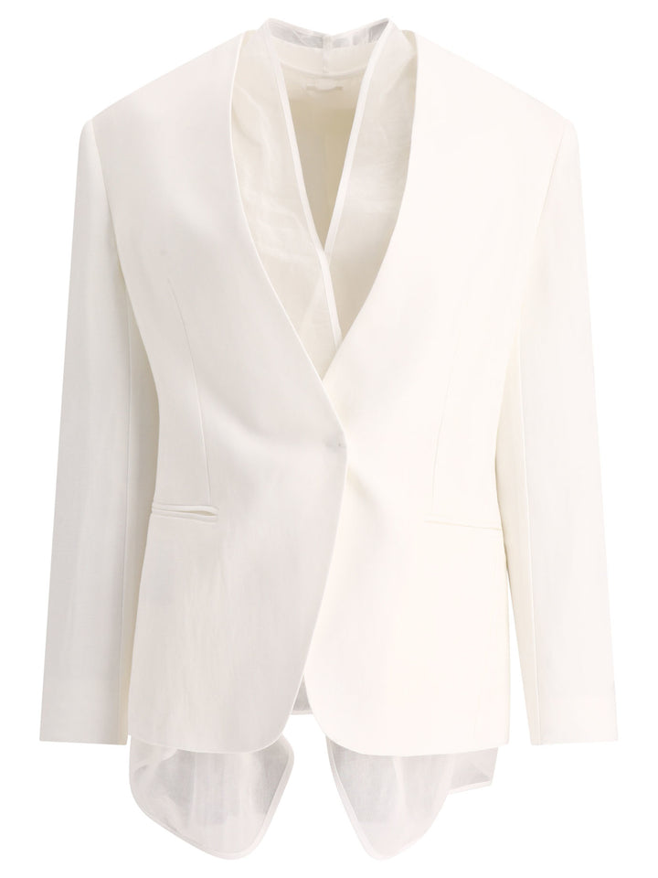 Linen Blend Blazer Jackets White