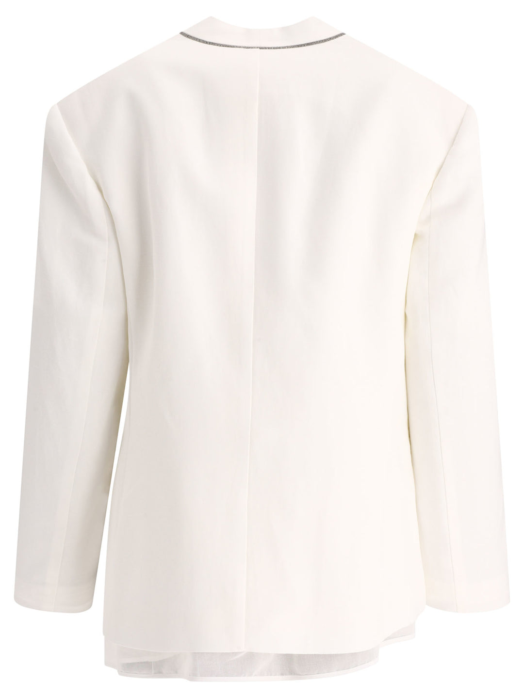 Linen Blend Blazer Jackets White