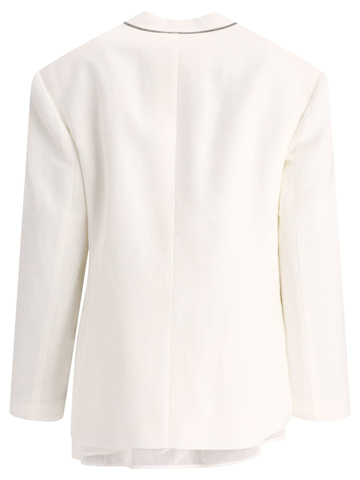 Linen Blend Blazer Jackets White