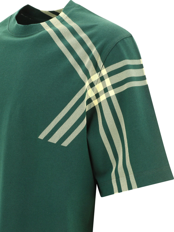 Check Sleeve Cotton T-Shirt T-Shirts Green