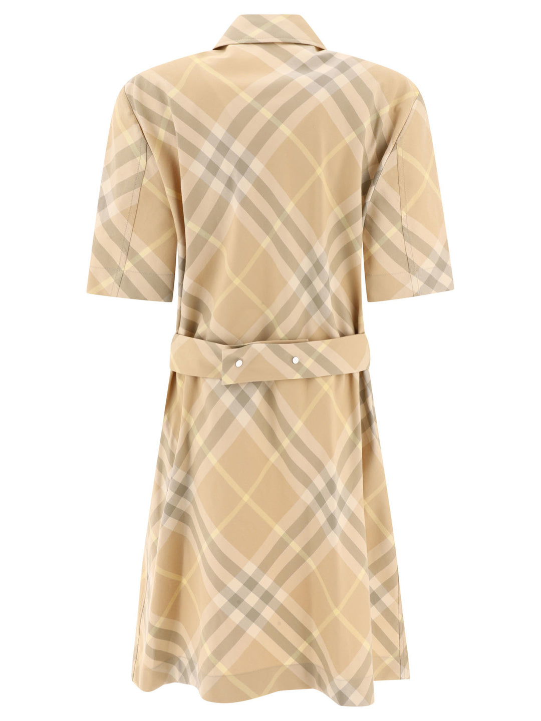 Check Cotton Shirt Dress Dresses Beige