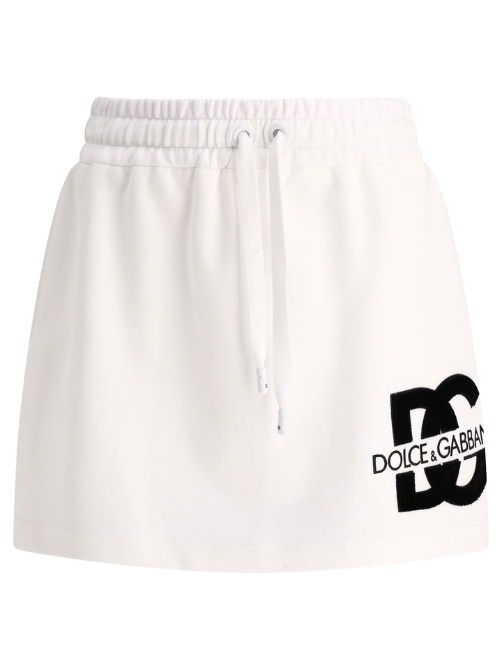 Jersey Miniskirt With Dg Logo Patch Skirts White