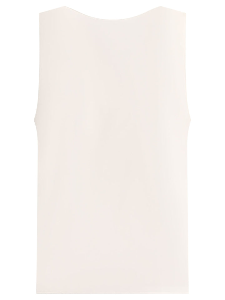 Sleeveless Stretch Satin Top Tops White