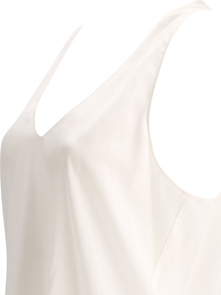 Sleeveless Stretch Satin Top Tops White