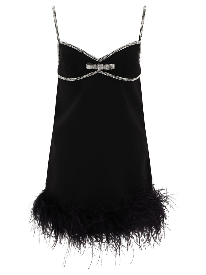 Crepe Feather Swing Dress Dresses Black