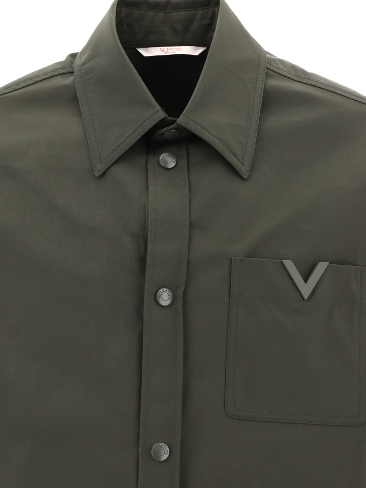 Nylon Overshirt With Rubberised V Detail Jackets Green