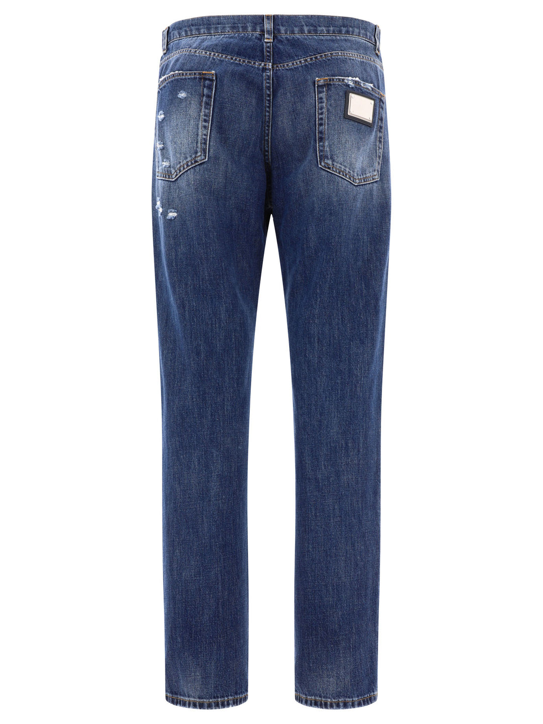 Straight Leg  With Ripped Details Jeans Blue