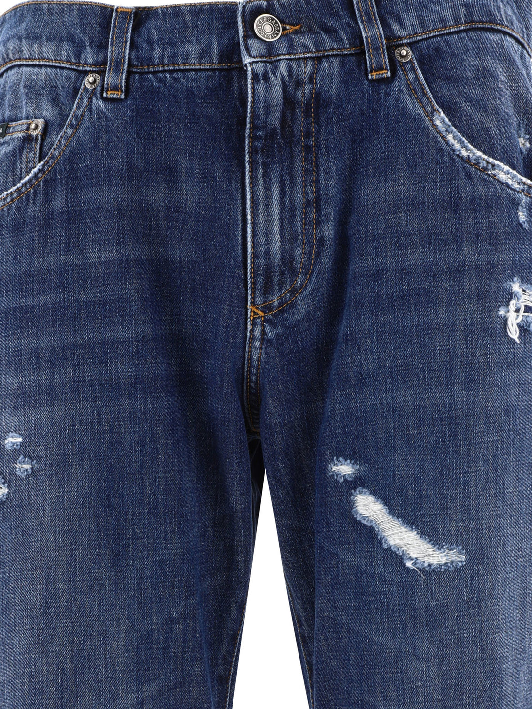 Straight Leg  With Ripped Details Jeans Blue