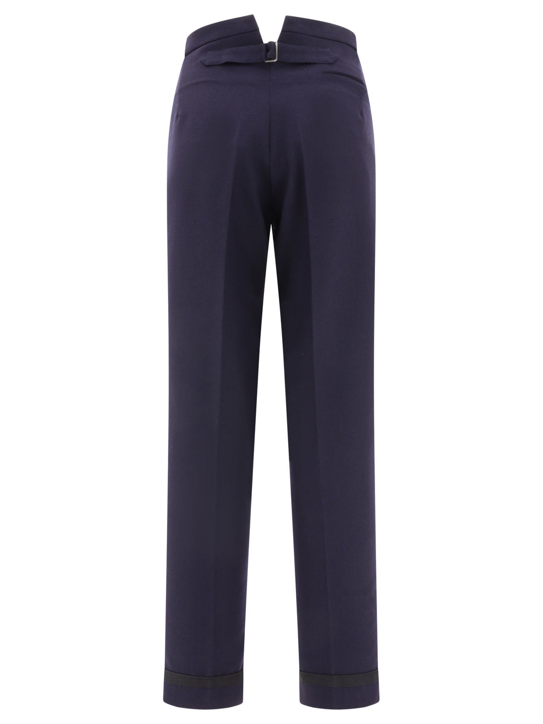 Herringbone Wool Pleated Trousers Black