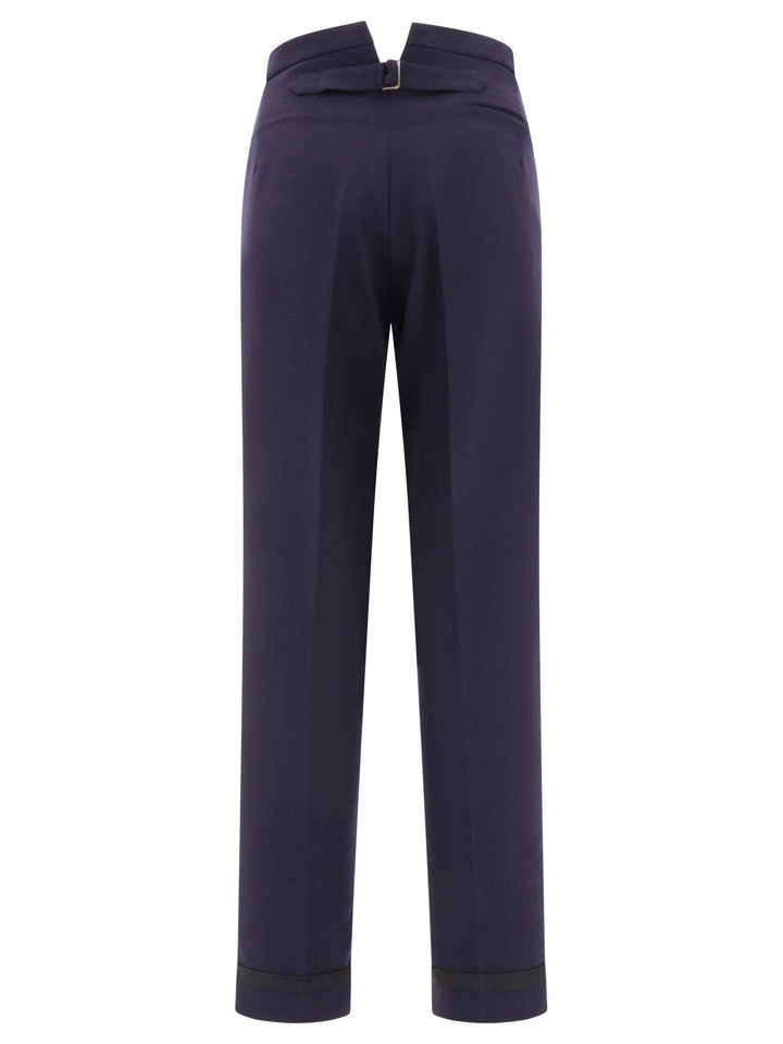 Herringbone Wool Pleated Trousers Black