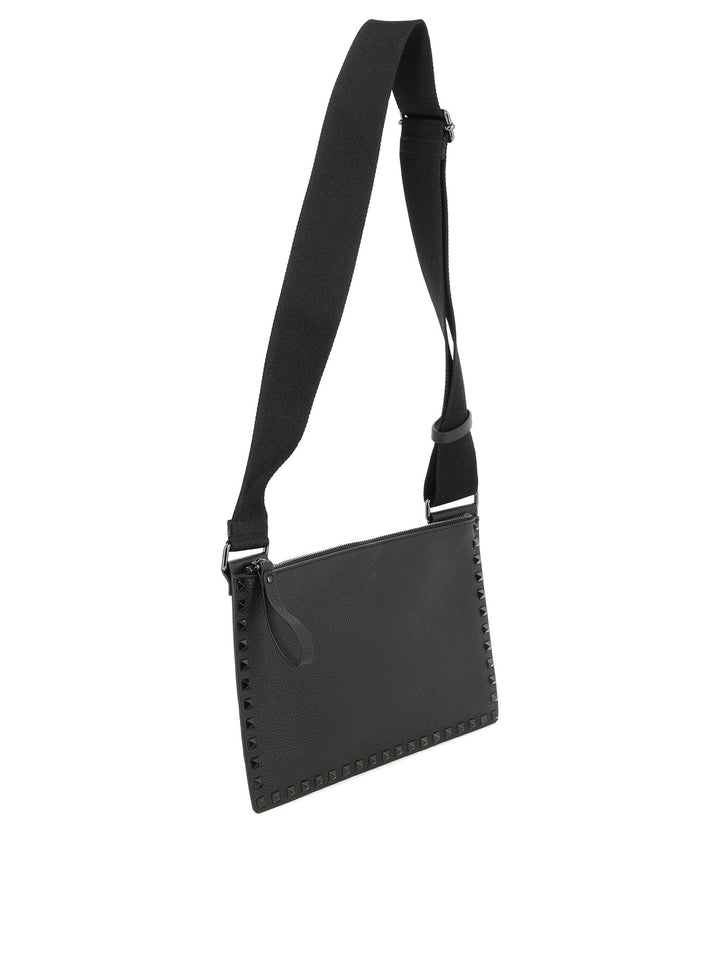 Rockstud Flat Crossbody Bags Black