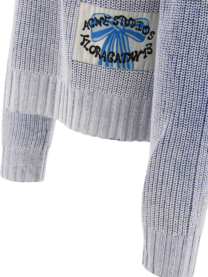 Sweater With Logo Patch Knitwear Light Blue