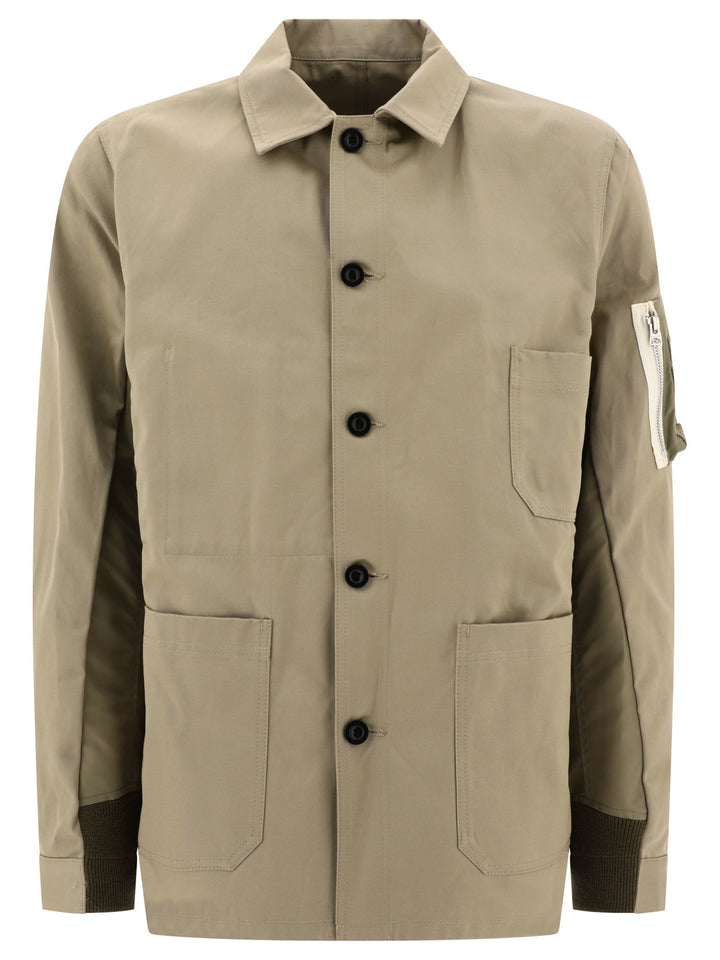 Twill And Nylon Jacket Jackets Beige