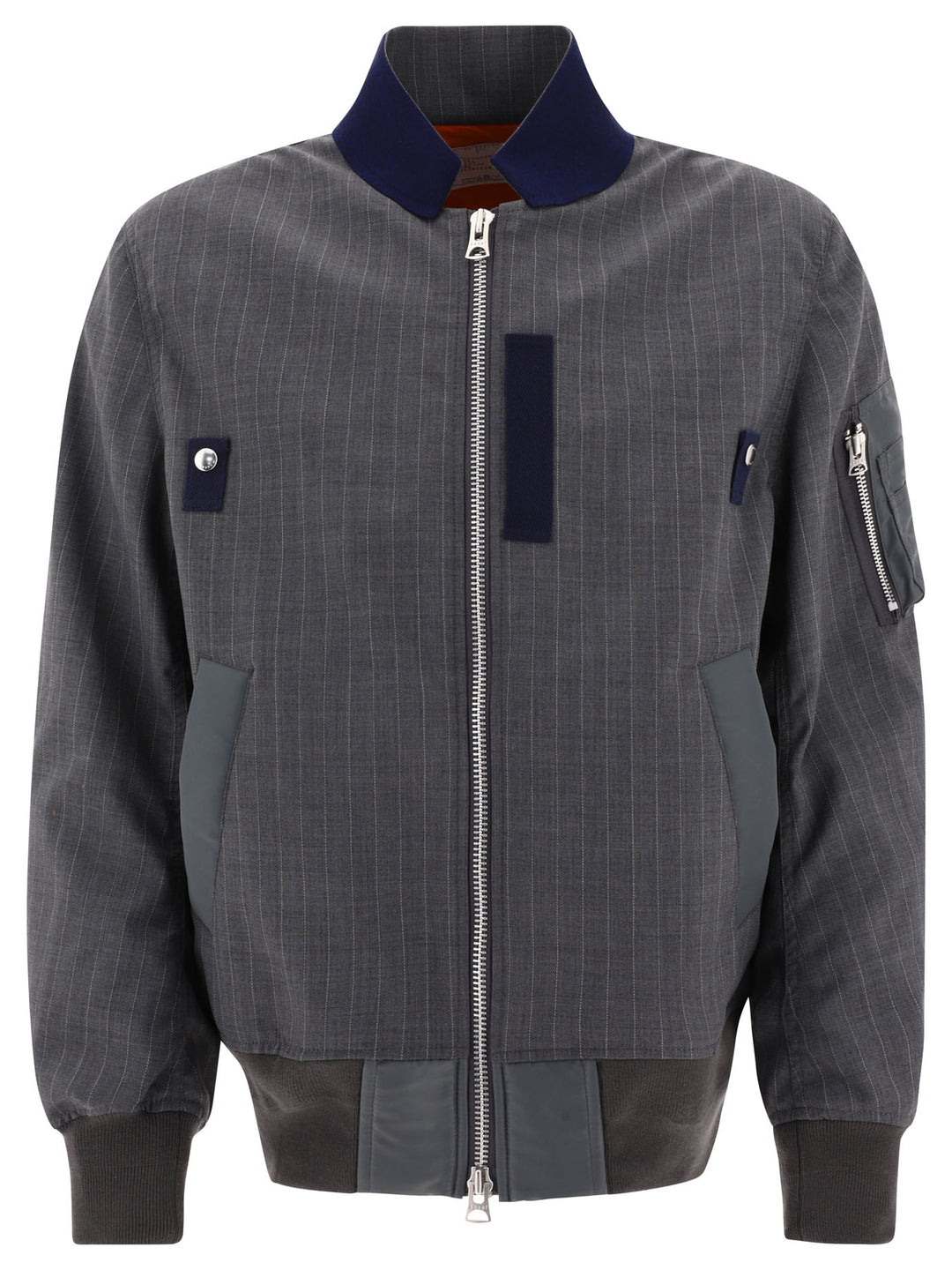 Pinstriped Bomber Jacket Jackets Grey