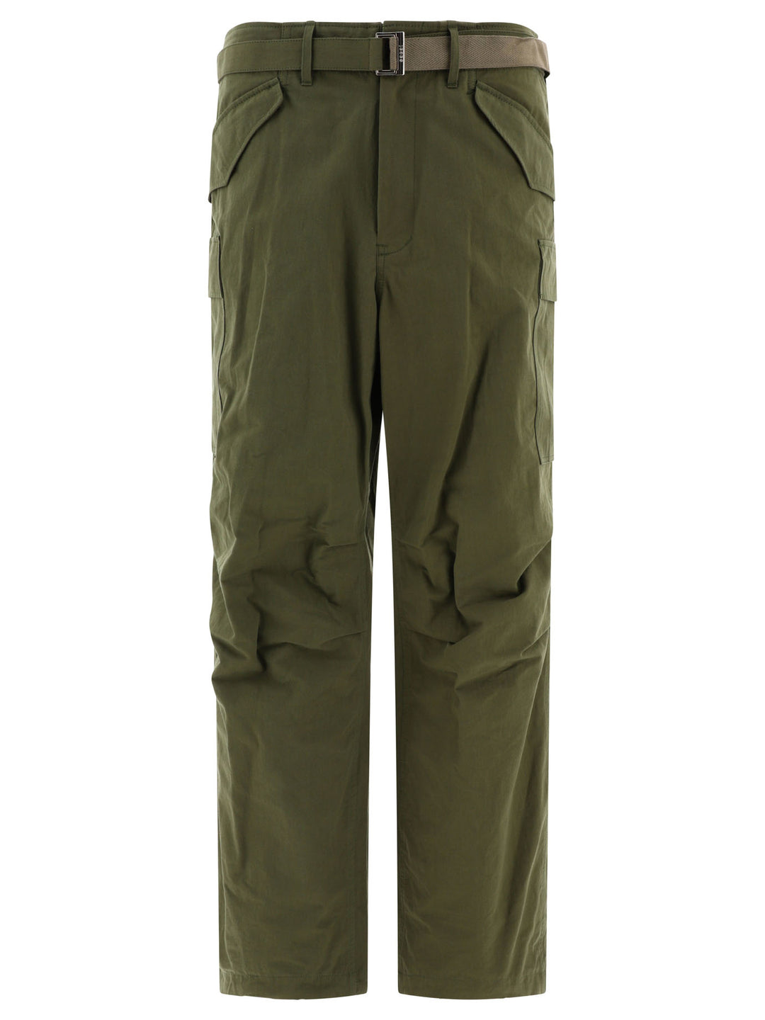 Cotton And Nylon Blend Cargo Trousers Green