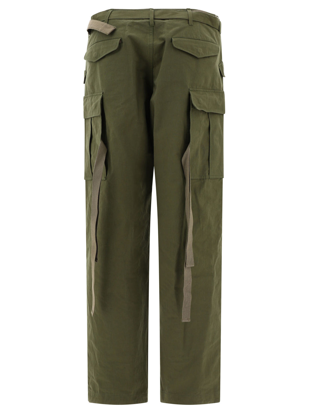 Cotton And Nylon Blend Cargo Trousers Green