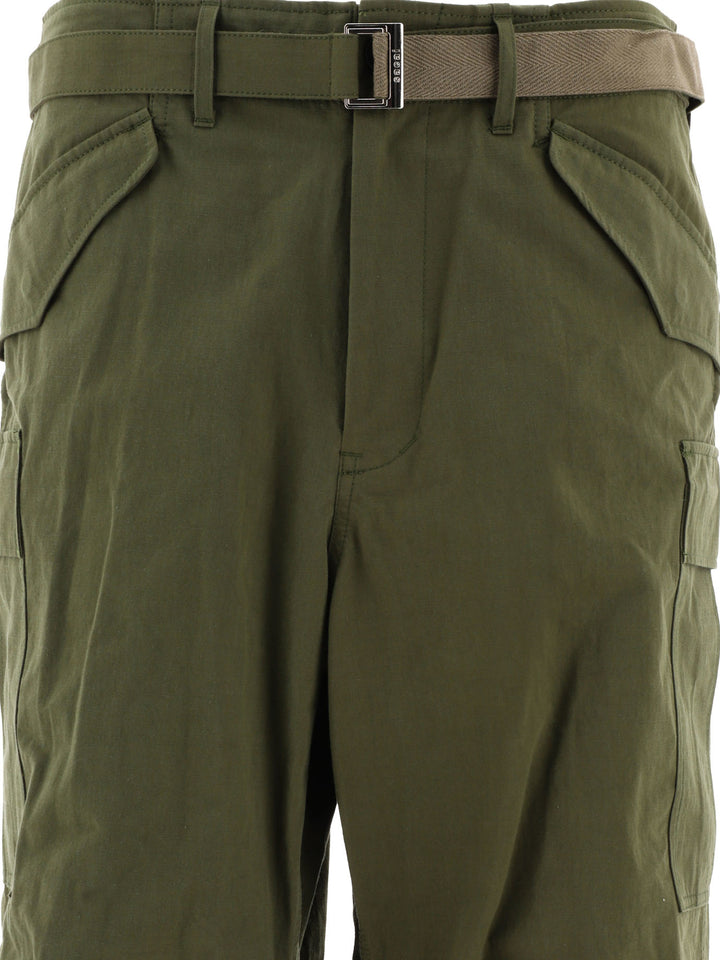 Cotton And Nylon Blend Cargo Trousers Green