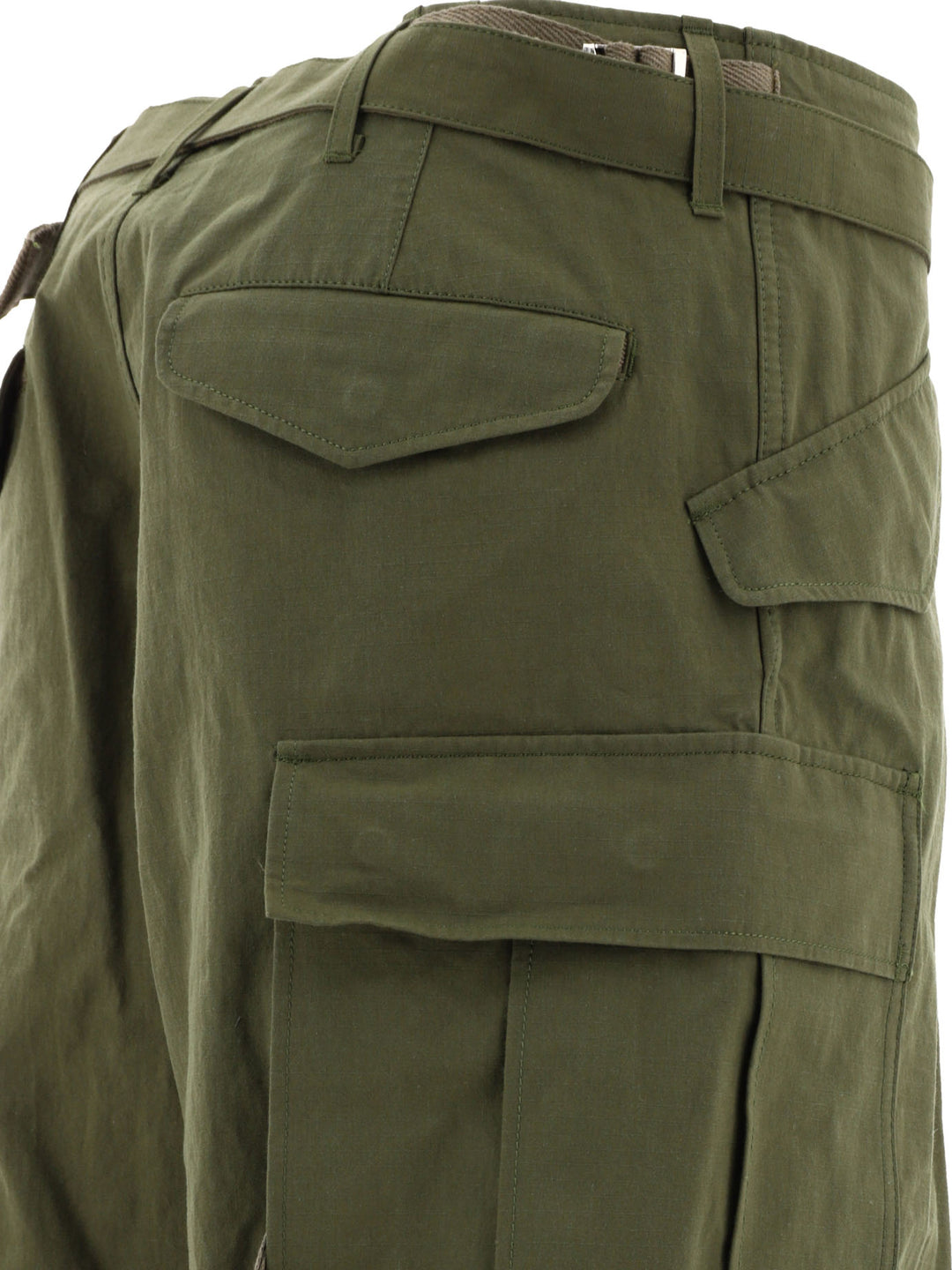 Cotton And Nylon Blend Cargo Trousers Green