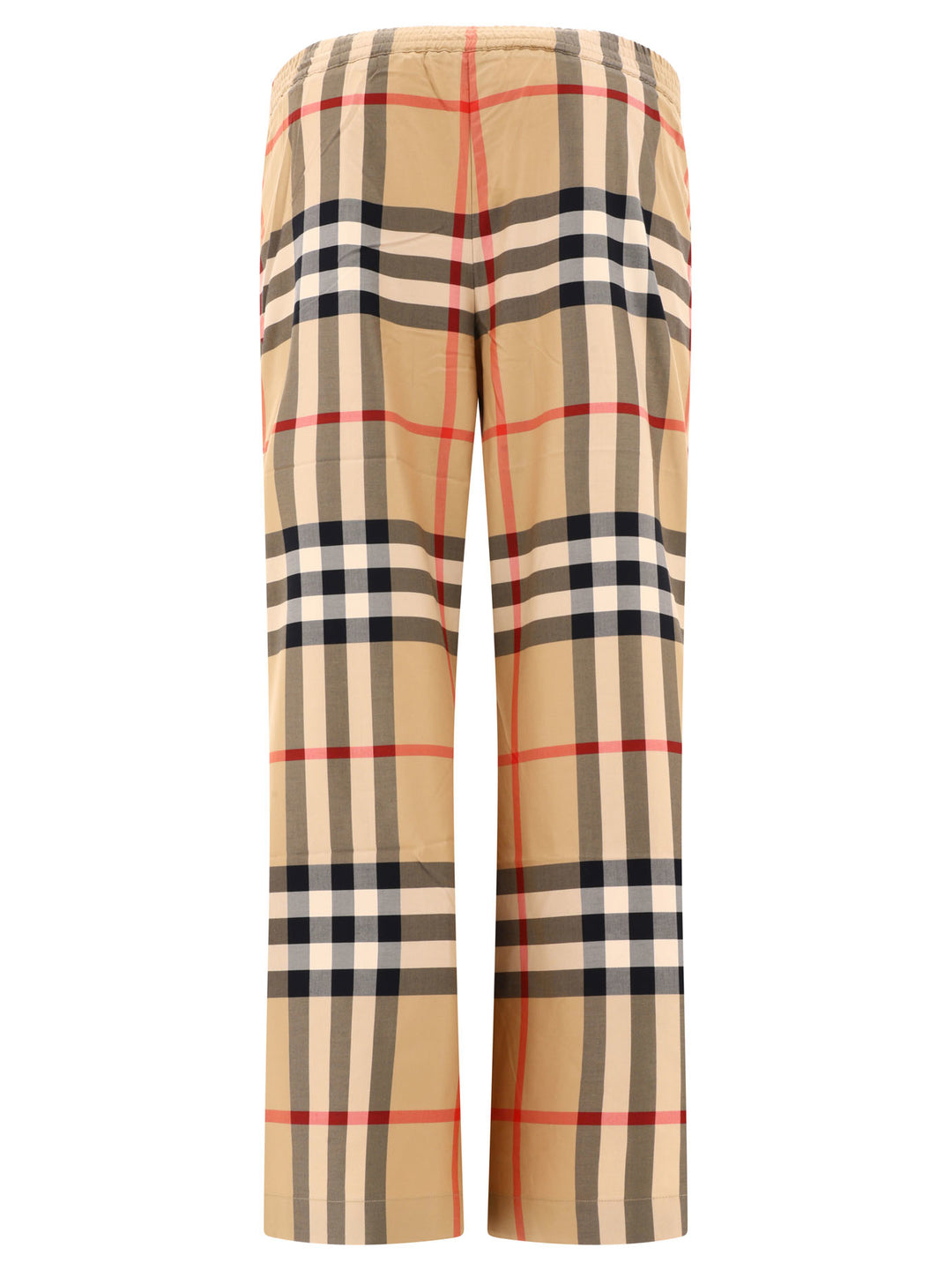 Check Cotton Twill Trousers Beige