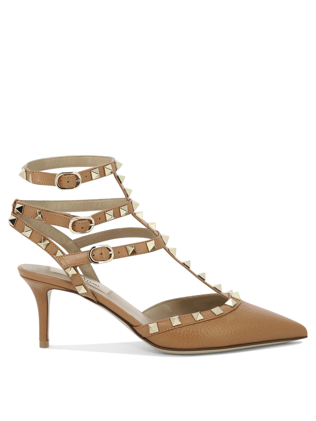 Rockstud Heeled Shoes Brown