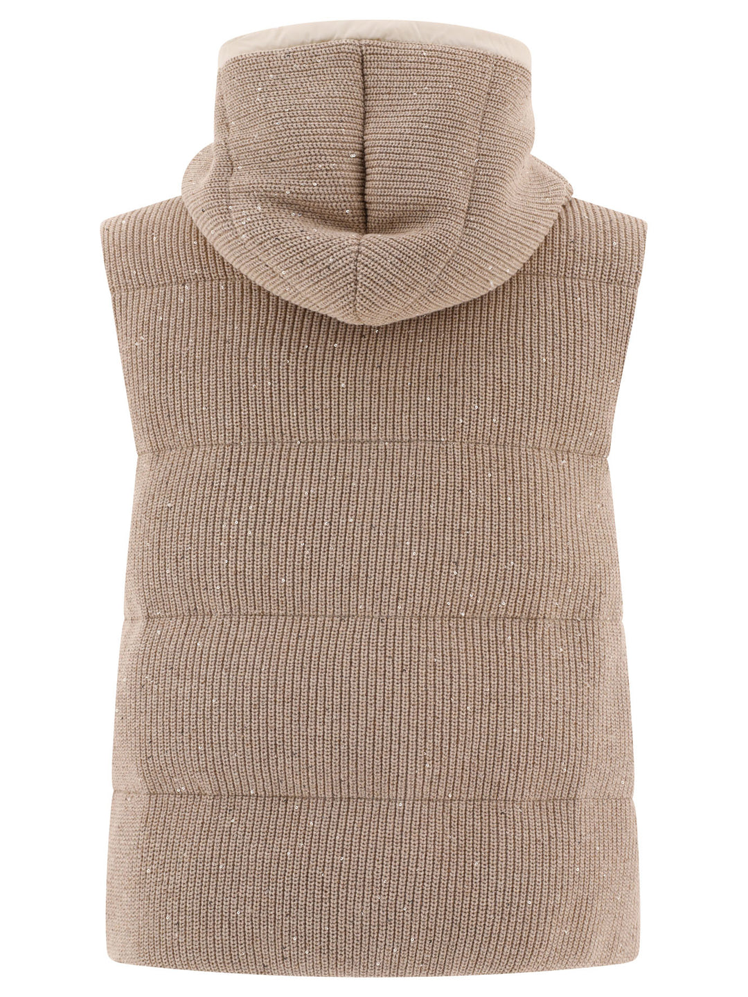 Dazzling English Rib Knit Down Vest Jackets Beige