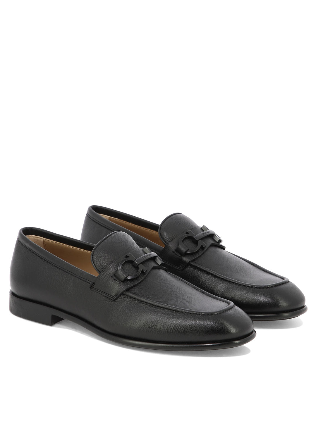 Loafers With Gancini Ornament Loafers & Slippers Black