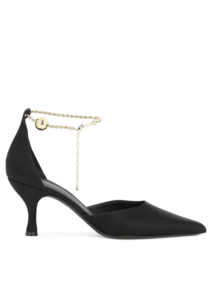 Pumps With Ankle Chain Heeled Shoes Black