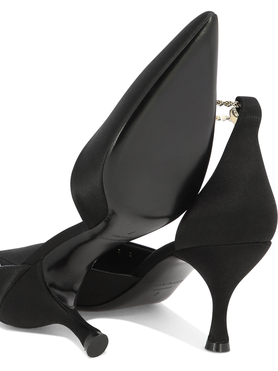 Pumps With Ankle Chain Heeled Shoes Black