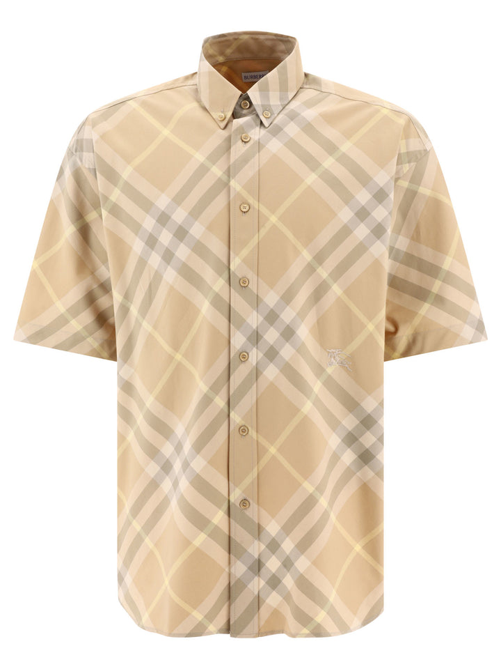 Check Cotton Shirt Shirts Beige