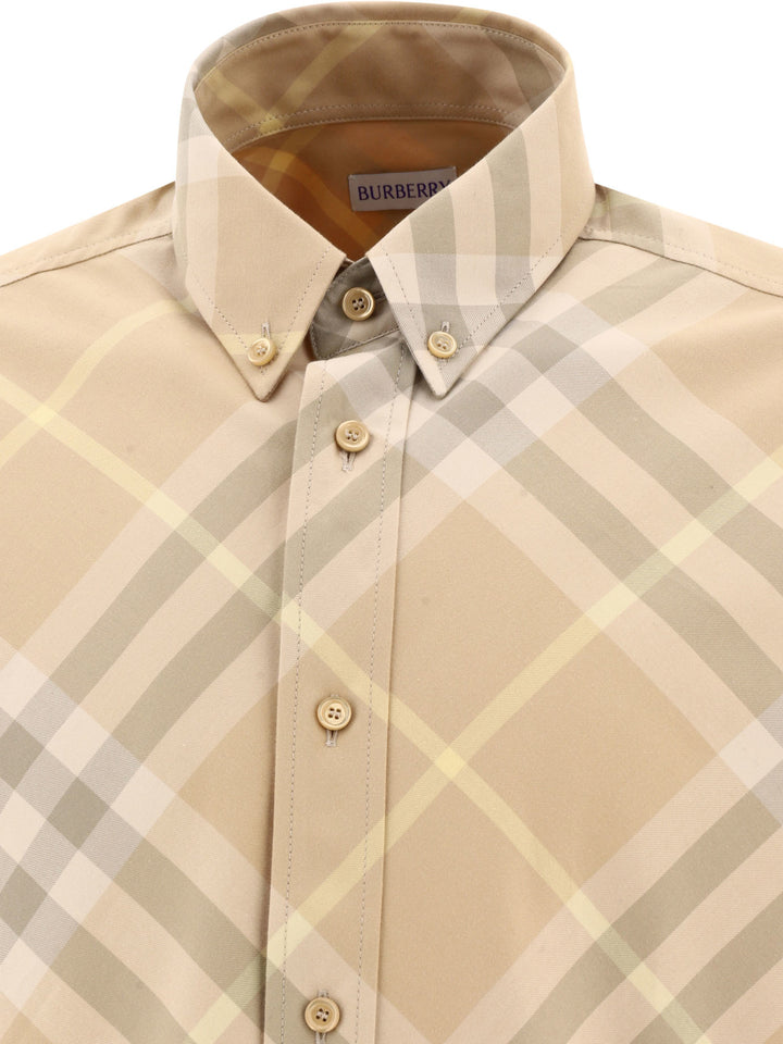 Check Cotton Shirt Shirts Beige