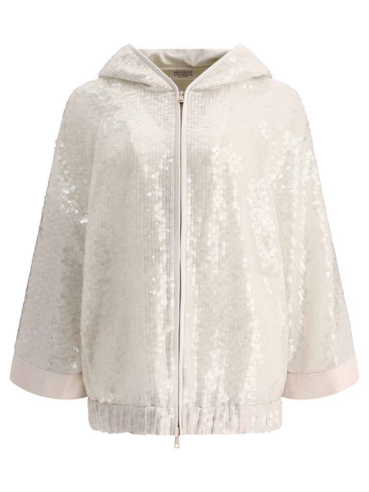 Dazzling Embroidery Hooded Sweater Sweatshirts White