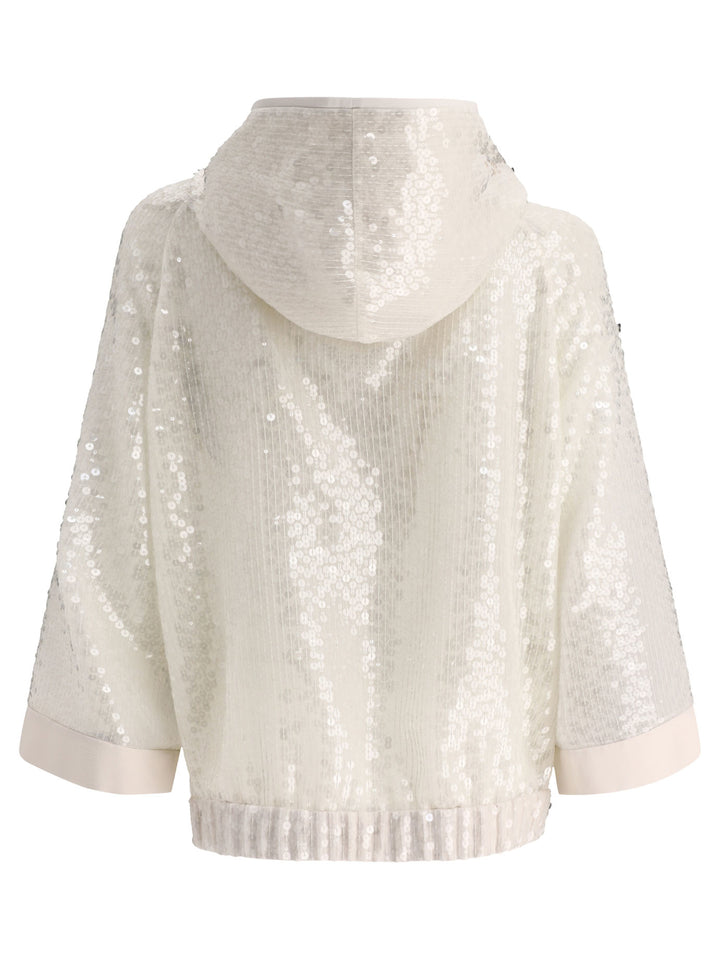 Dazzling Embroidery Hooded Sweater Sweatshirts White