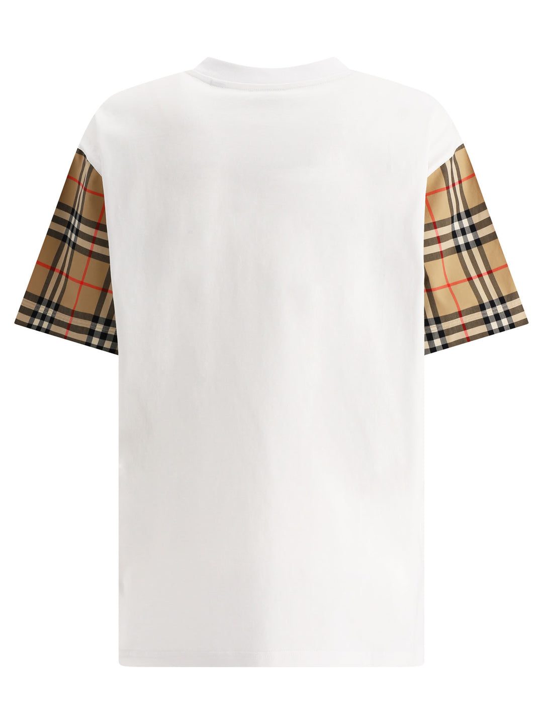 T-Shirt With Check Sleeves T-Shirts White