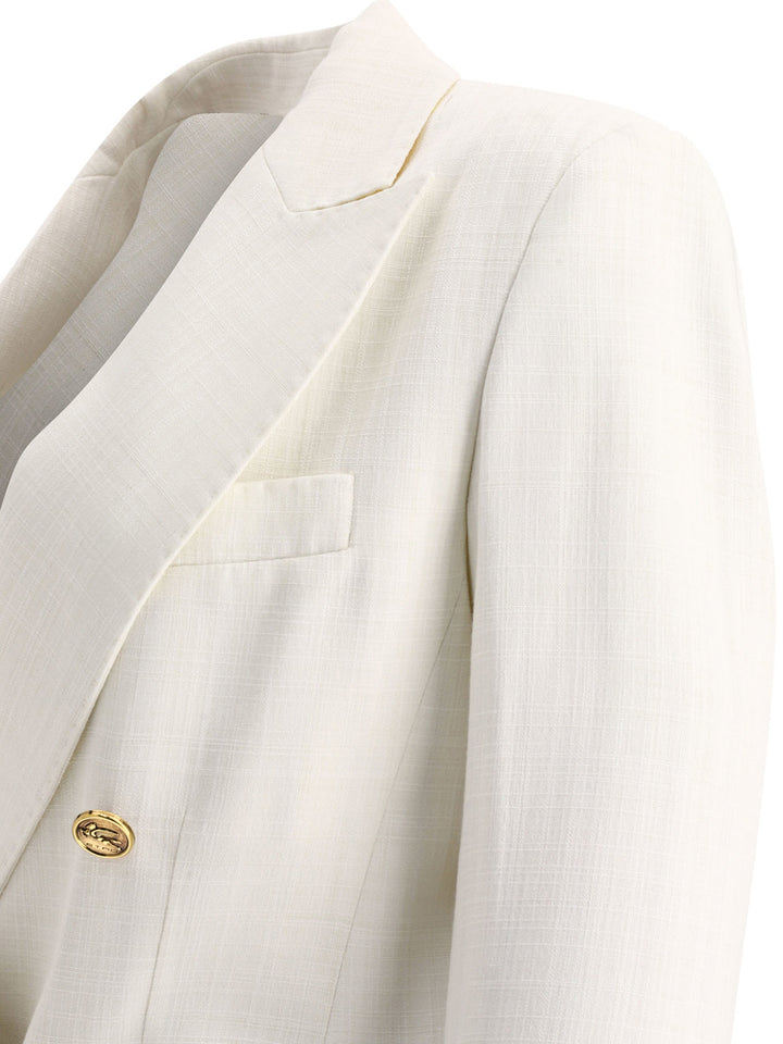 Double-Breasted Blazer In Slub Fabric Jackets White