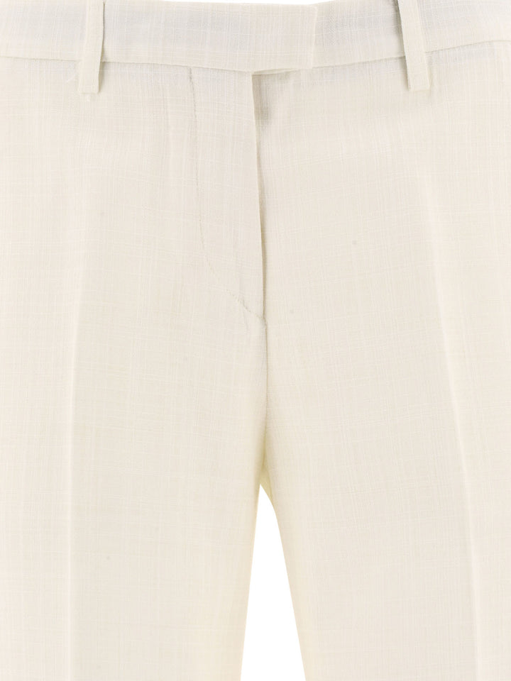 Slub Fabric Trousers White