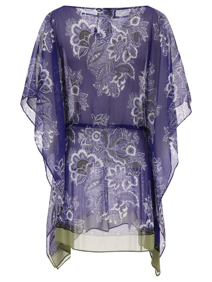 Caftan With Bouquet Print Costumes Blue